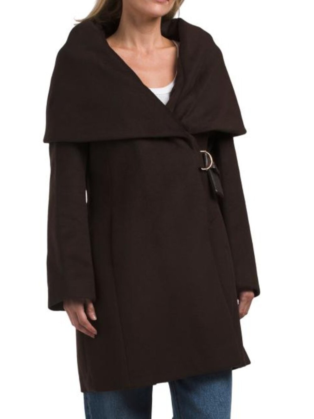 VIA SPIGA Wool Blend Hooded Belted Coat